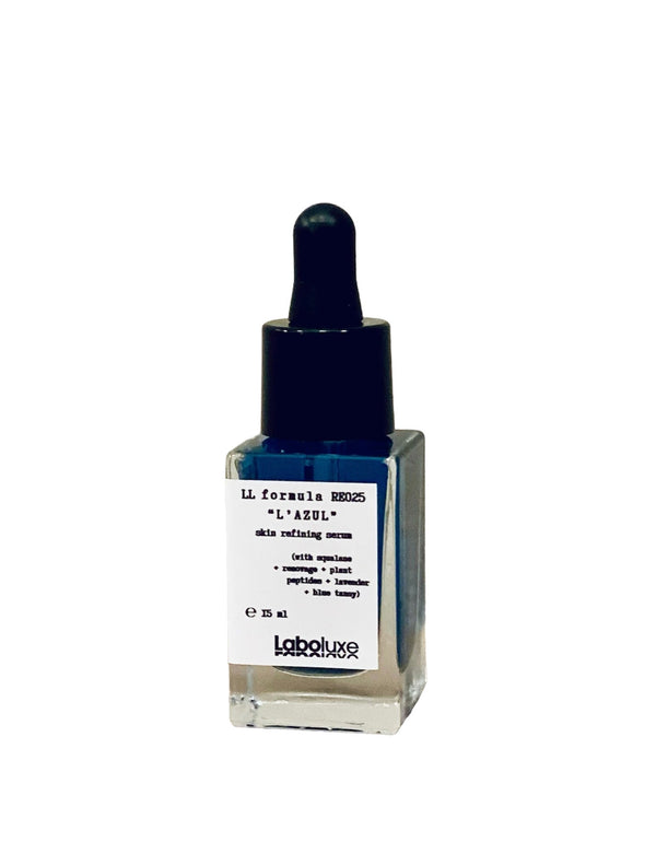 L' Azul Skin Refining Serum 15 ML bottle with dropper, featuring an advanced blend of active botanicals for youthful, radiant skin.